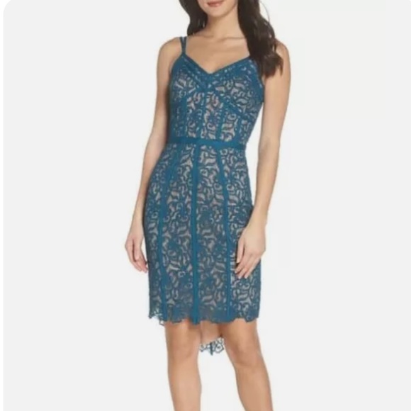 Brand new Harlyn teal / turquoise fitted lace dress, size 6. - Picture 12 of 13